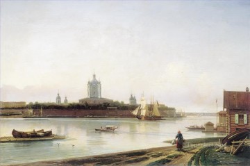 smolny as seen from bolshaya okhta Alexey Bogolyubov cityscape city scenes Oil Paintings